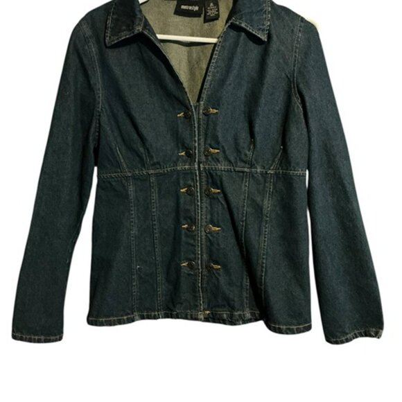 Jackets & Blazers - Metrostyle Denim Jacket Double Breasted SZ=10 Long Sleeve Bust 20 Length 24